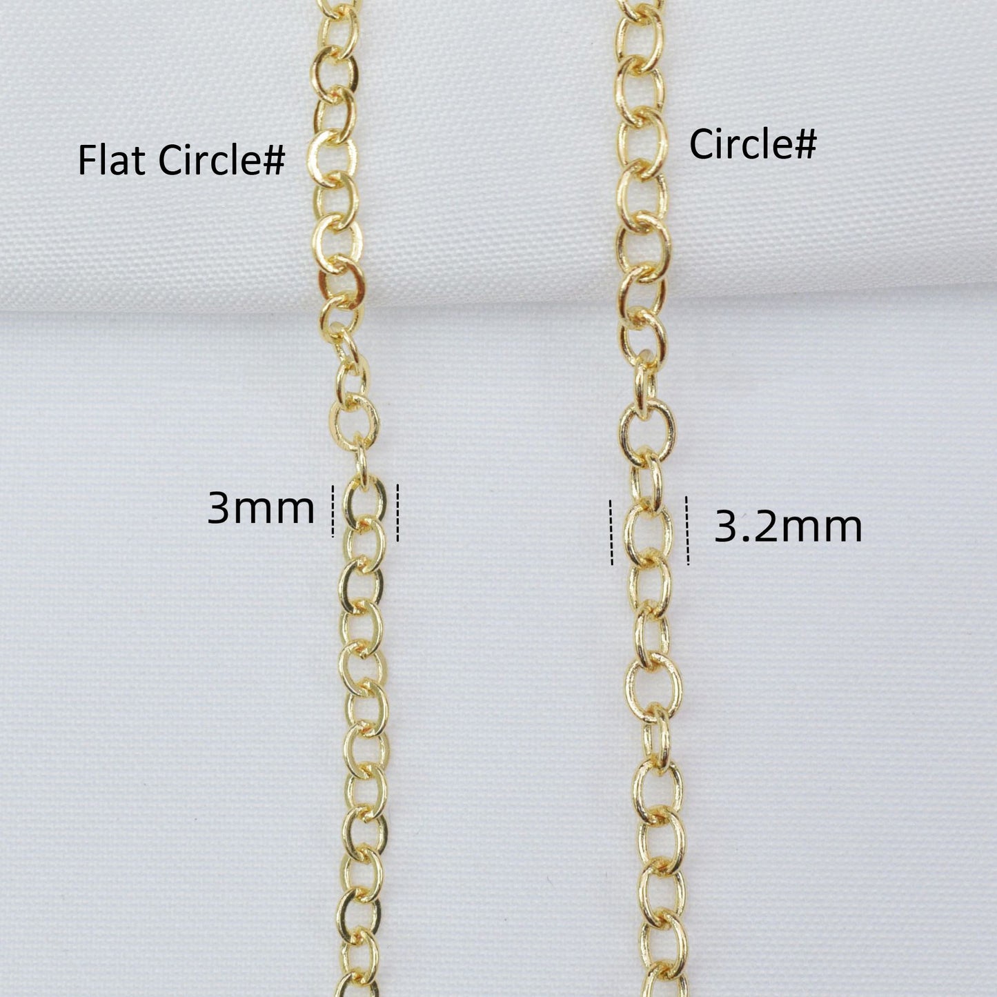 6.56 Feet/2M 18K Gold Filled Flat Circle Chain Necklace Bracelet Chains Roll White Gold Silver For Jewelry Making Kit Chains Doki Decor   