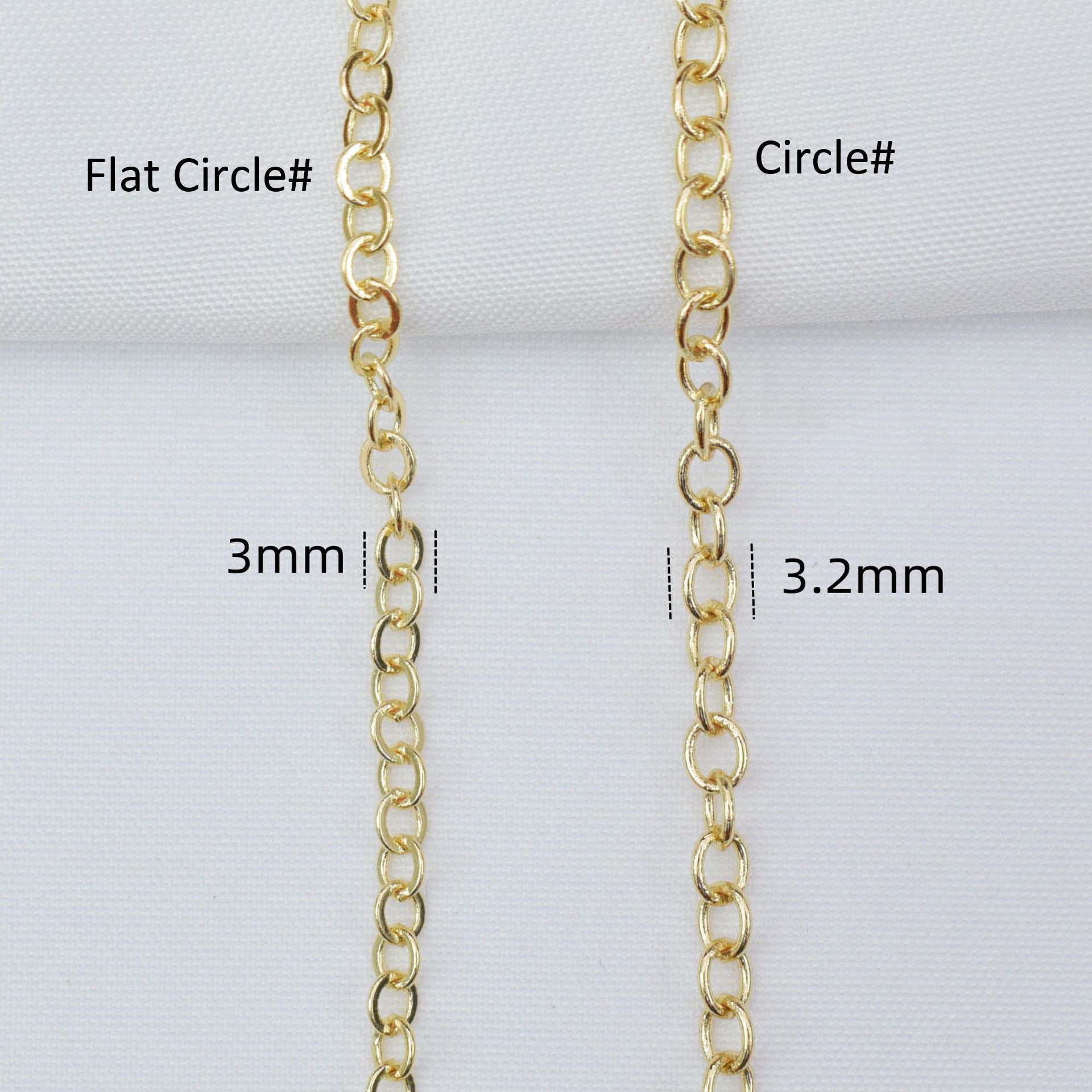 6.56 Feet/2M 18K Gold Filled Flat Circle Chain Necklace Bracelet Chains Roll White Gold Silver For Jewelry Making Kit Chains Doki Decor   