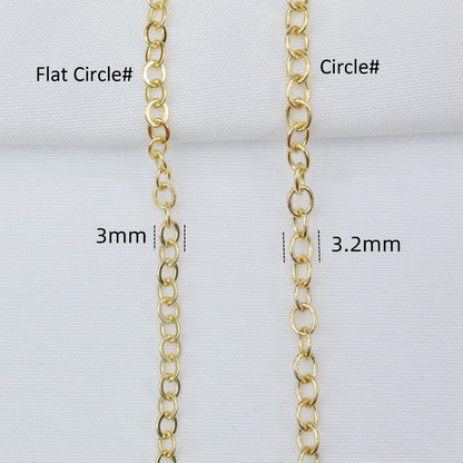 6.56 Feet/2M 18K Gold Filled Flat Circle Chain Necklace Bracelet Chains Roll White Gold Silver For Jewelry Making Kit Chains Doki Decor   