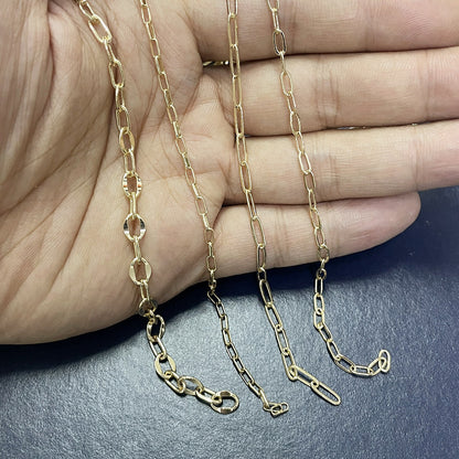 6.56 Feet/2M 18K Gold Filled Flat Oval Rectangle Chain Necklace Bracelet Chains Roll 14K For Jewelry Making Kit Chains Doki Decor   