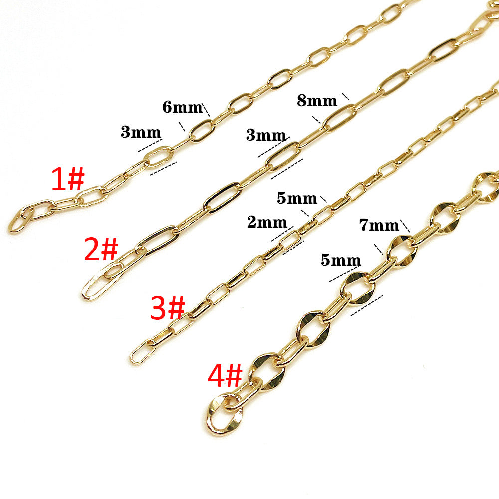 6.56 Feet/2M 18K Gold Filled Flat Oval Rectangle Chain Necklace Bracelet Chains Roll 14K For Jewelry Making Kit Chains Doki Decor   