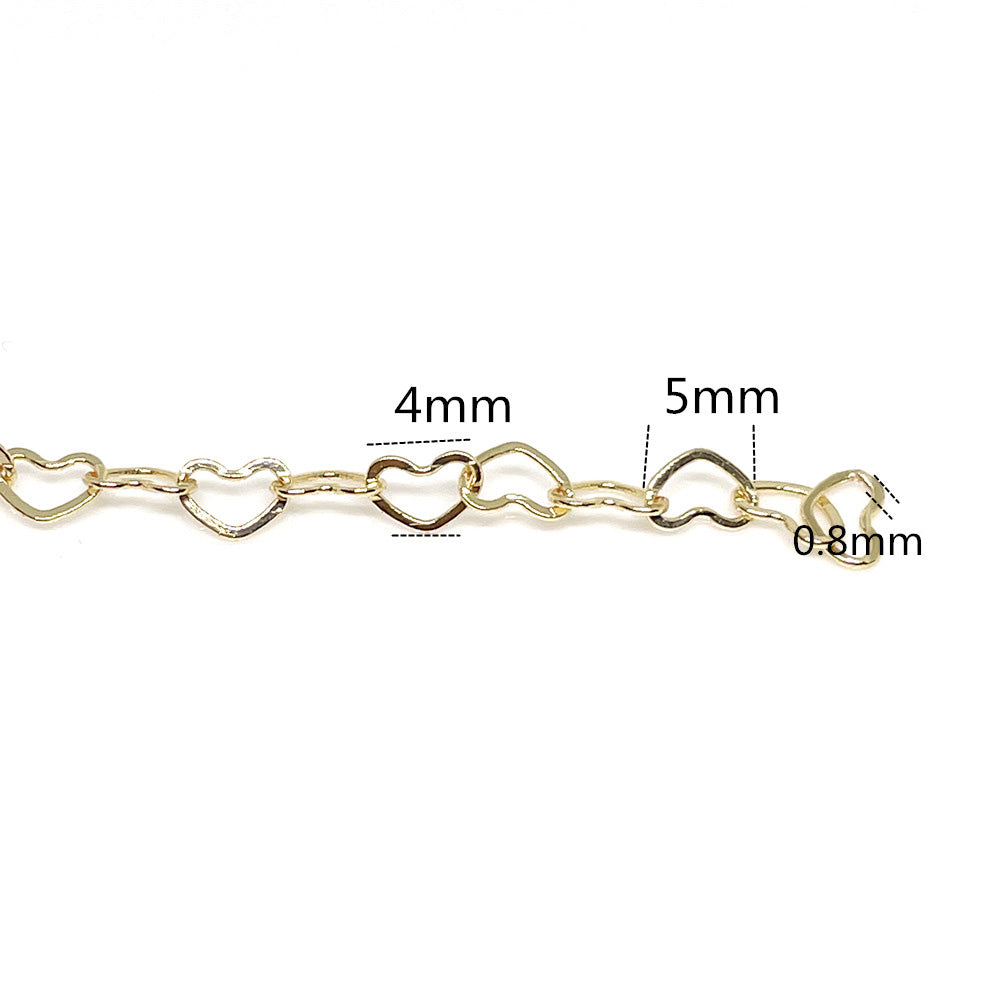 6.56 Feet/2M 18K Gold Filled Heart Chain Necklace Bracelet Chains Roll 14K White Gold Silver Rose Gold For Jewelry Making Kit Chains Doki Decor   