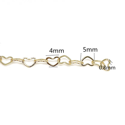 6.56 Feet/2M 18K Gold Filled Heart Chain Necklace Bracelet Chains Roll 14K White Gold Silver Rose Gold For Jewelry Making Kit Chains Doki Decor   