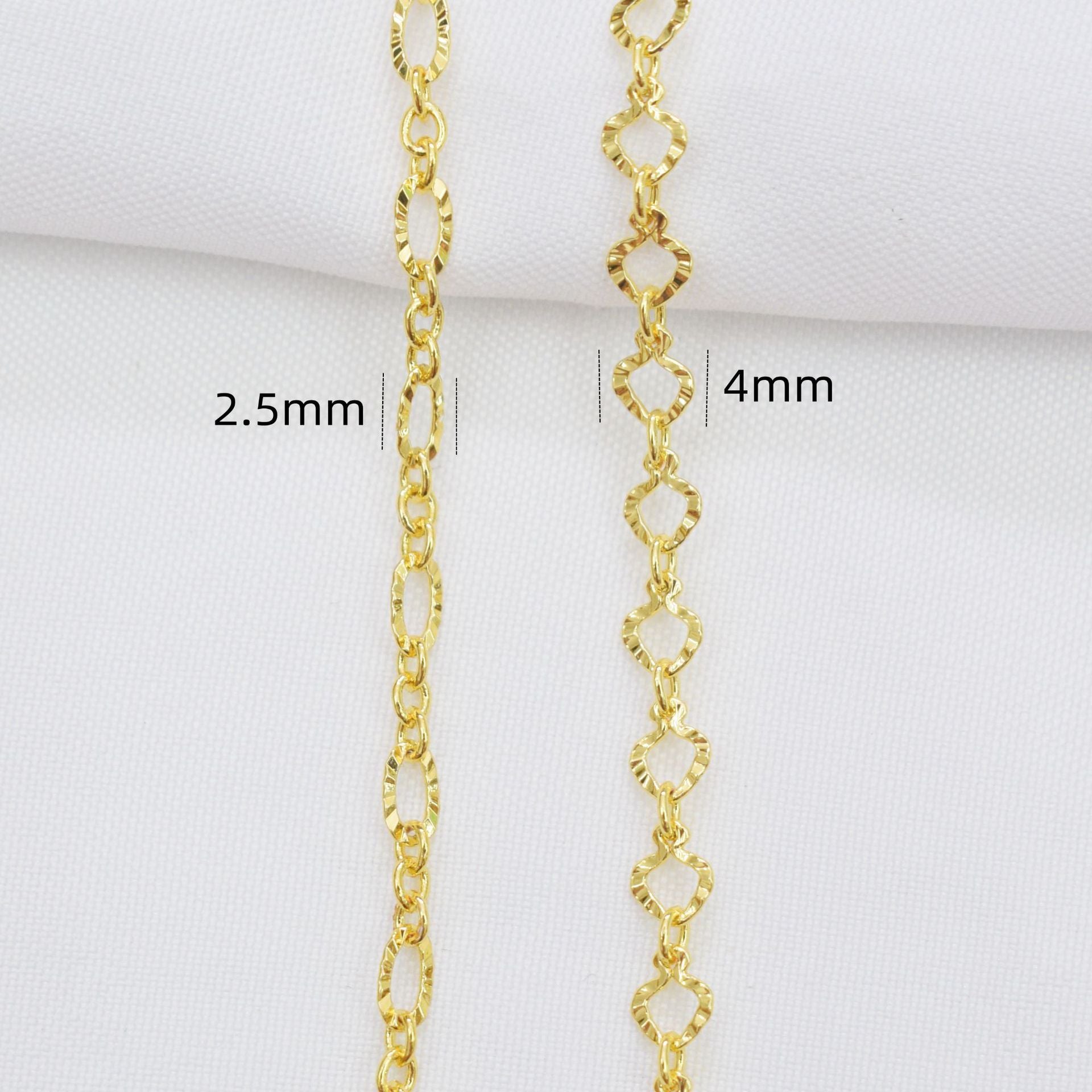 6.56 Feet/2M 18K Gold Filled Heart Oval Circle Necklace Bracelet Chains Roll Silver For Jewelry Making Kit Chains Doki Decor   