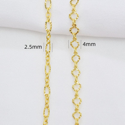 6.56 Feet/2M 18K Gold Filled Heart Oval Circle Necklace Bracelet Chains Roll Silver For Jewelry Making Kit Chains Doki Decor   