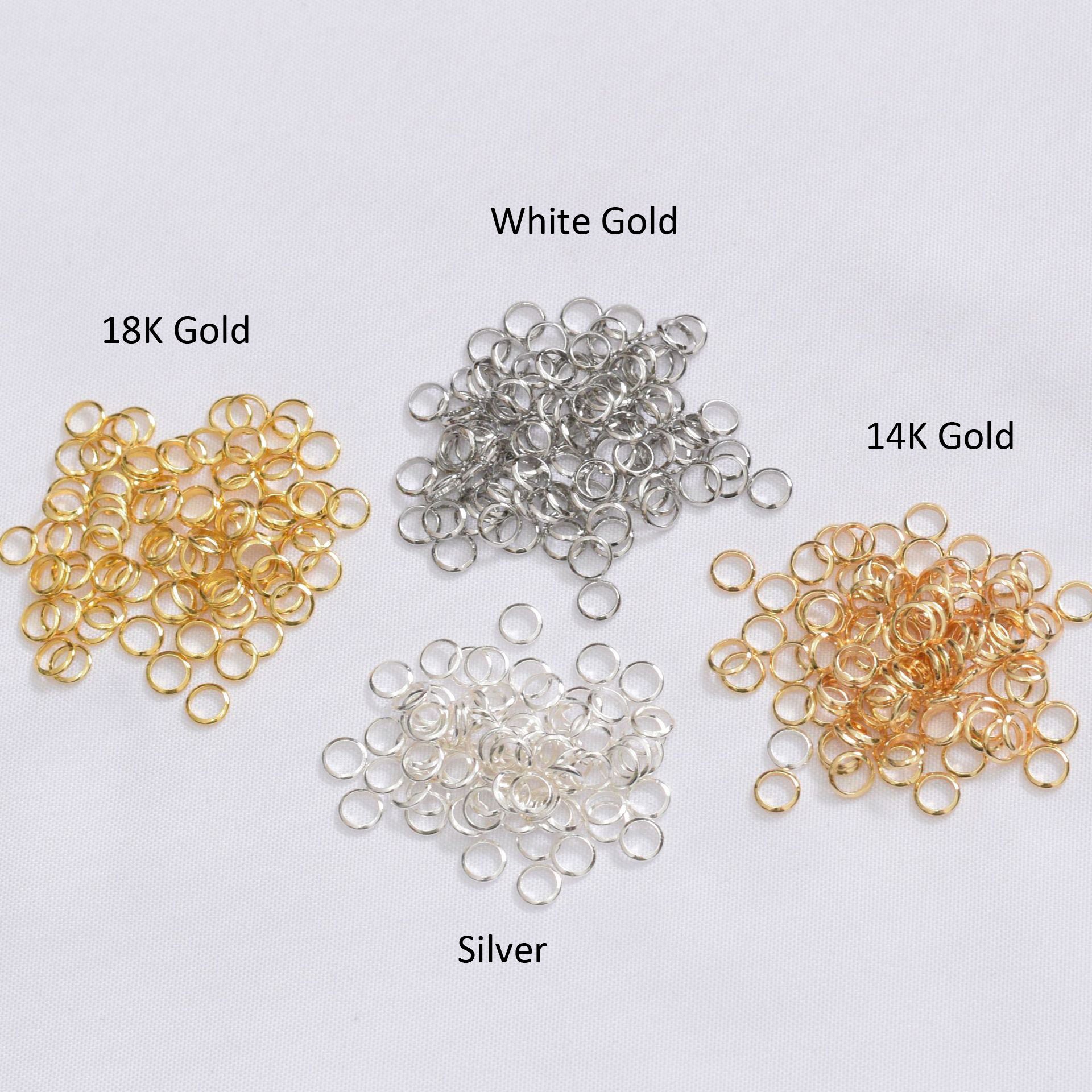 100PCS 18K Gold Filled Jump Rings Circle Closure 4mm 5mm 6mm White Gold Silver Connecting Split DIY Jewelry Making Supplies Jump Rings Doki Decor   