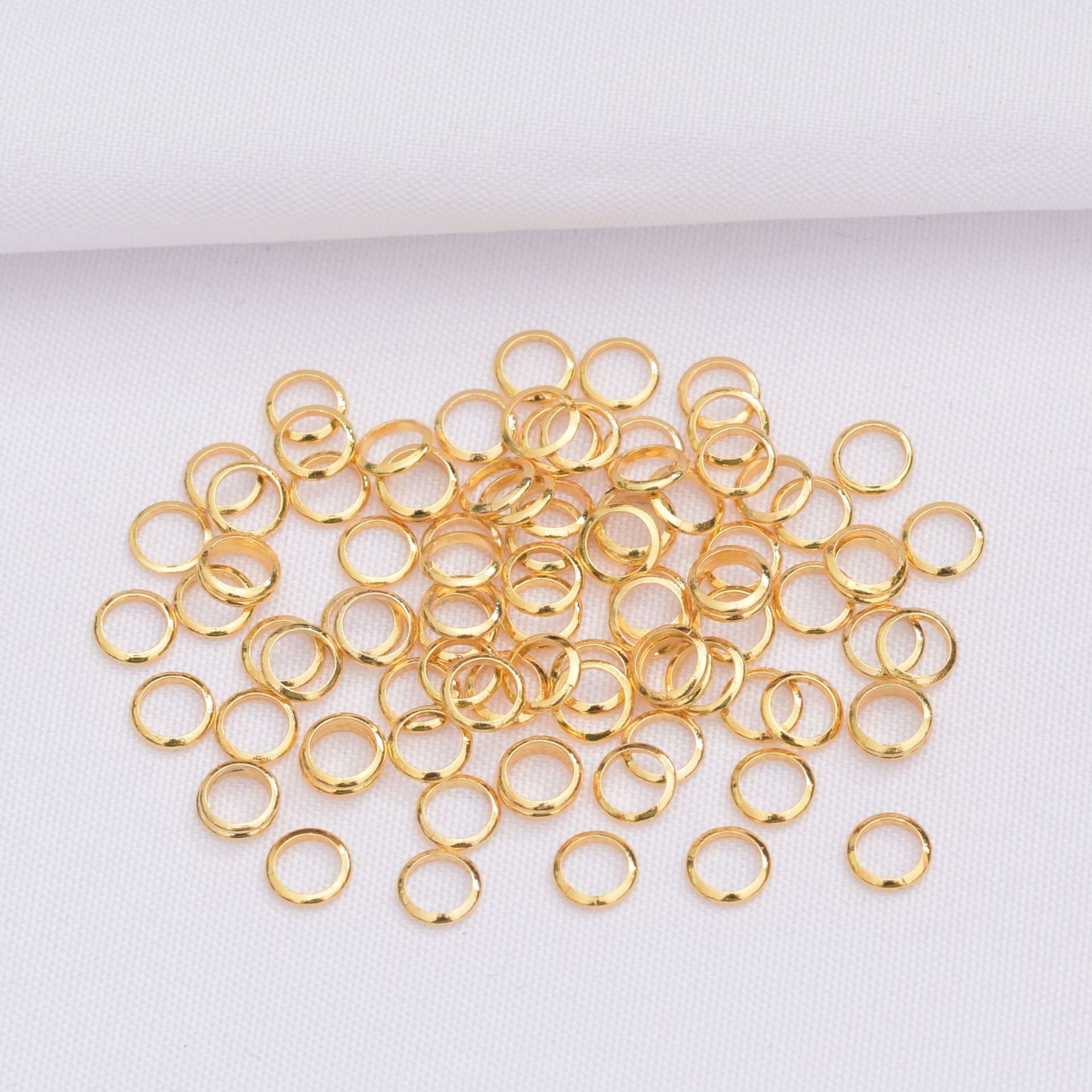 100PCS 18K Gold Filled Jump Rings Circle Closure 4mm 5mm 6mm White Gold Silver Connecting Split DIY Jewelry Making Supplies Jump Rings Doki Decor   