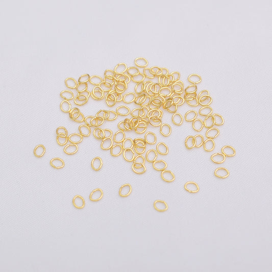 500PCS 18K Gold Filled Jump Rings Irregular Oval Connecting Split Circle DIY Jewelry Making Supplies Jump Rings Doki Decor 18K Gold  