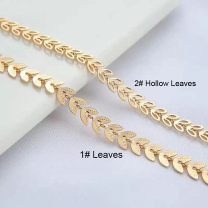 6.56 Feet/2M 18K Gold Filled Leaf Leaves Chain Necklace Bracelet Chains Roll For Jewelry Making Kit Chains Doki Decor   