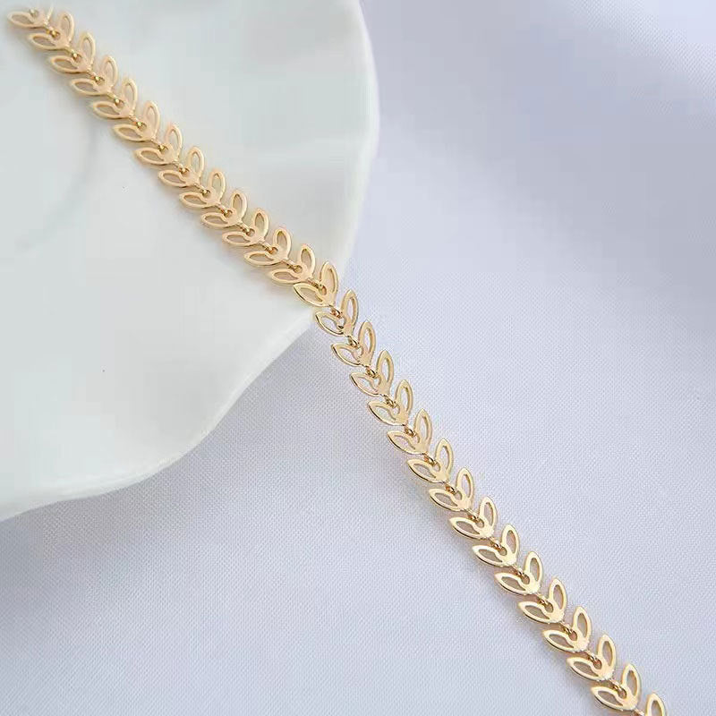 6.56 Feet/2M 18K Gold Filled Leaf Leaves Chain Necklace Bracelet Chains Roll For Jewelry Making Kit Chains Doki Decor   