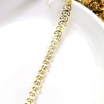 6.56 Feet/2M 18K Gold Filled Leaf Leaves Chain Necklace Bracelet Chains Roll For Jewelry Making Kit Chains Doki Decor   