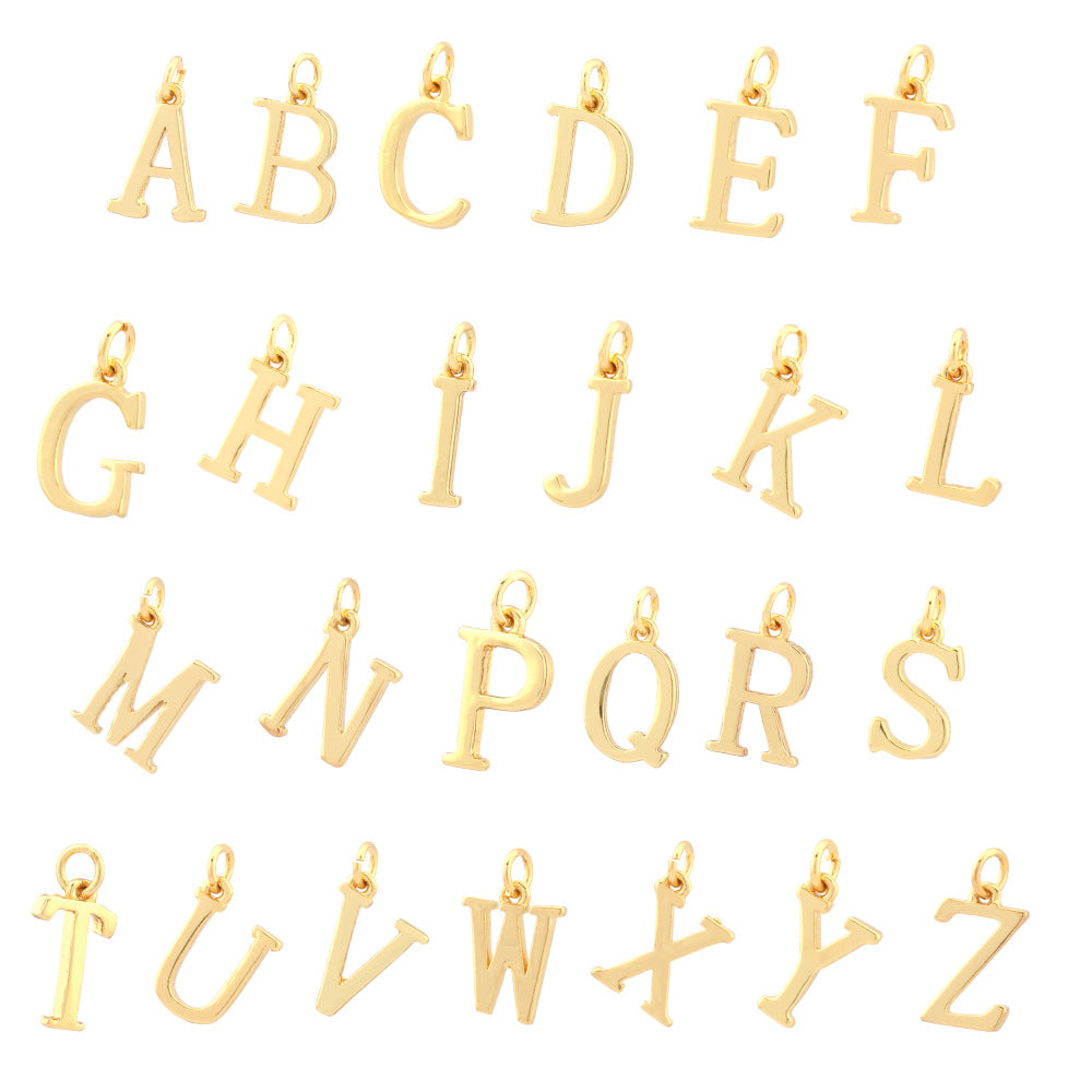 5PCS 18K Gold Filled Pendants Letters Initial Final Dangle Drop Charms Jewelry Making Findings Supplies Pendants Doki Decor A  