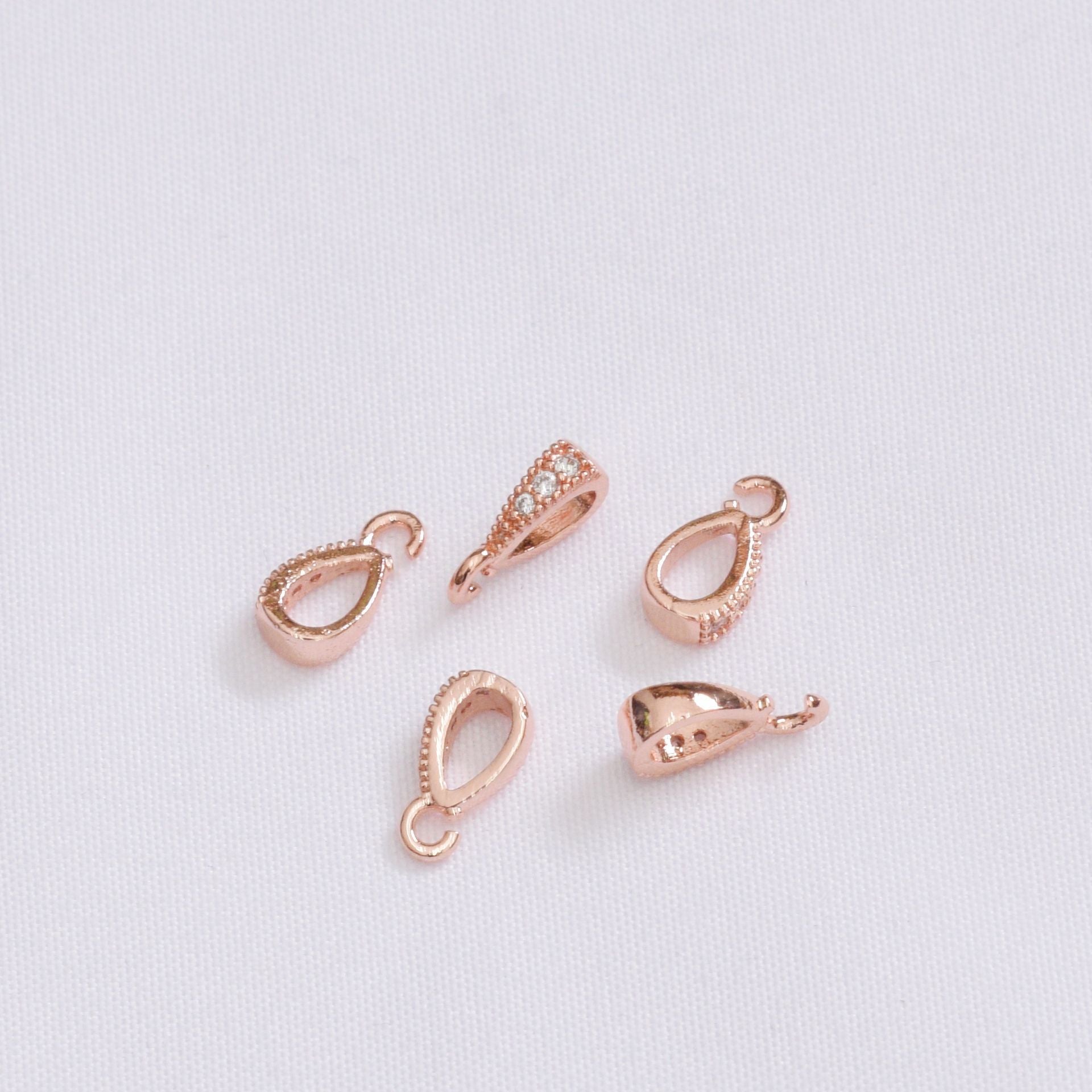 50PCS 18K Gold Filled Lobster Claw Clasps Rhinestone White Gold Rose Gold Silver For Jewelry Making Finding Kits Repair Clasps Doki Decor Rose Gold  