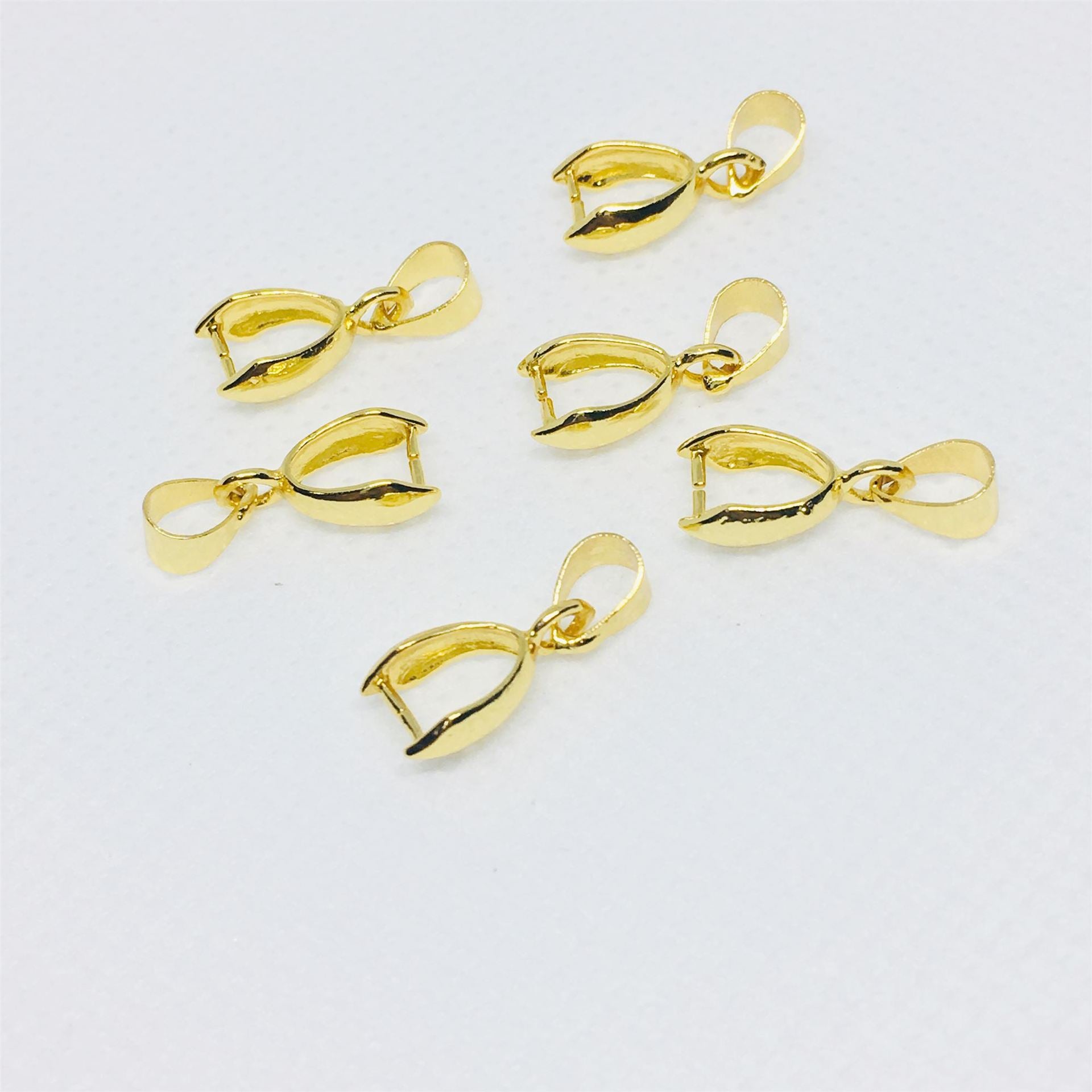 50PCS 18K Gold Filled Melon Seed Buckle Clasps Pinch Clip Bail White Gold Silver Rose Gold For Jewelry Making Finding Kits Repair Clasps Doki Decor 18K Gold  