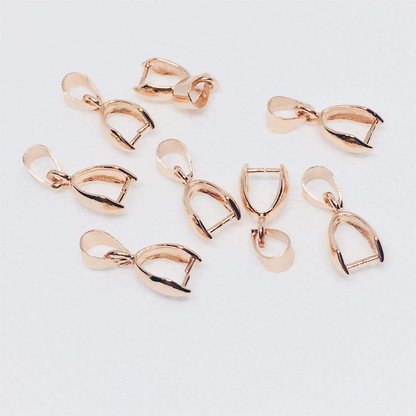 50PCS 18K Gold Filled Melon Seed Buckle Clasps Pinch Clip Bail White Gold Silver Rose Gold For Jewelry Making Finding Kits Repair Clasps Doki Decor Rose Gold  