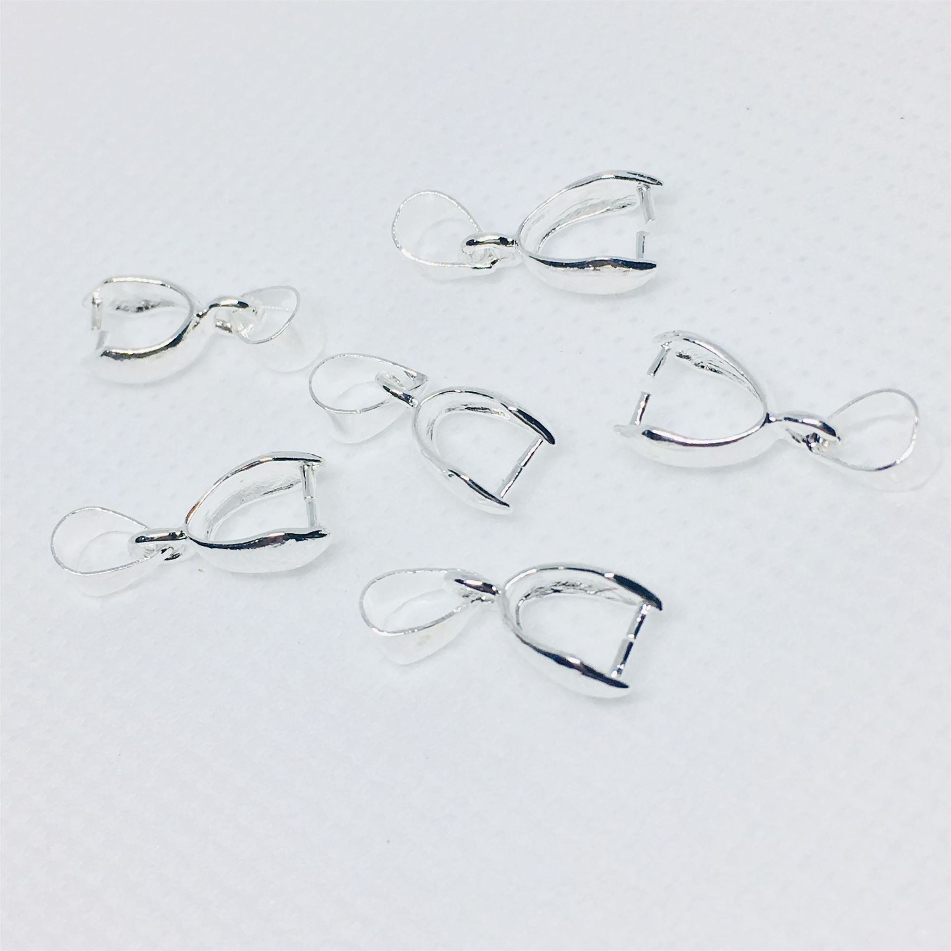 50PCS 18K Gold Filled Melon Seed Buckle Clasps Pinch Clip Bail White Gold Silver Rose Gold For Jewelry Making Finding Kits Repair Clasps Doki Decor Silver  