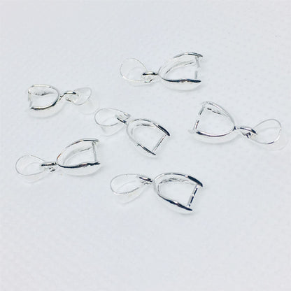 50PCS 18K Gold Filled Melon Seed Buckle Clasps Pinch Clip Bail White Gold Silver Rose Gold For Jewelry Making Finding Kits Repair Clasps Doki Decor Silver  