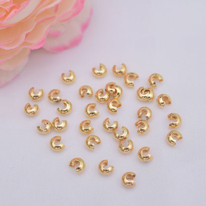 100PCS 18K Gold Filled Moon Buckles Ending Tail Clasps Semicircle Opened Hole Silver For Jewelry Making Finding Kits Repair Clasps Doki Decor   