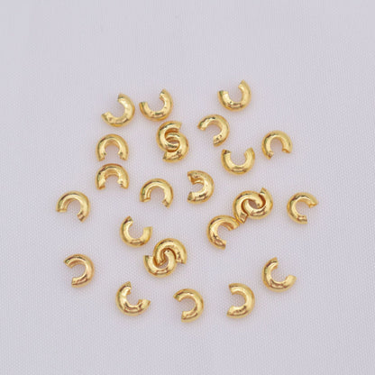 100PCS 18K Gold Filled Moon Buckles Ending Tail Clasps Semicircle Opened Hole Silver For Jewelry Making Finding Kits Repair Clasps Doki Decor 18K Gold 3mm 