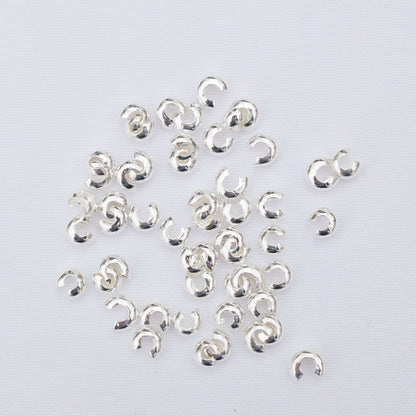 100PCS 18K Gold Filled Moon Buckles Ending Tail Clasps Semicircle Opened Hole Silver For Jewelry Making Finding Kits Repair Clasps Doki Decor Silver 3mm 