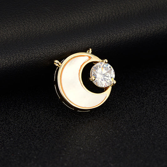 18K Gold Filled Pendants Shell Moon Rhinestone Charms Jewelry Making Findings Supplies Pendants Doki Decor   