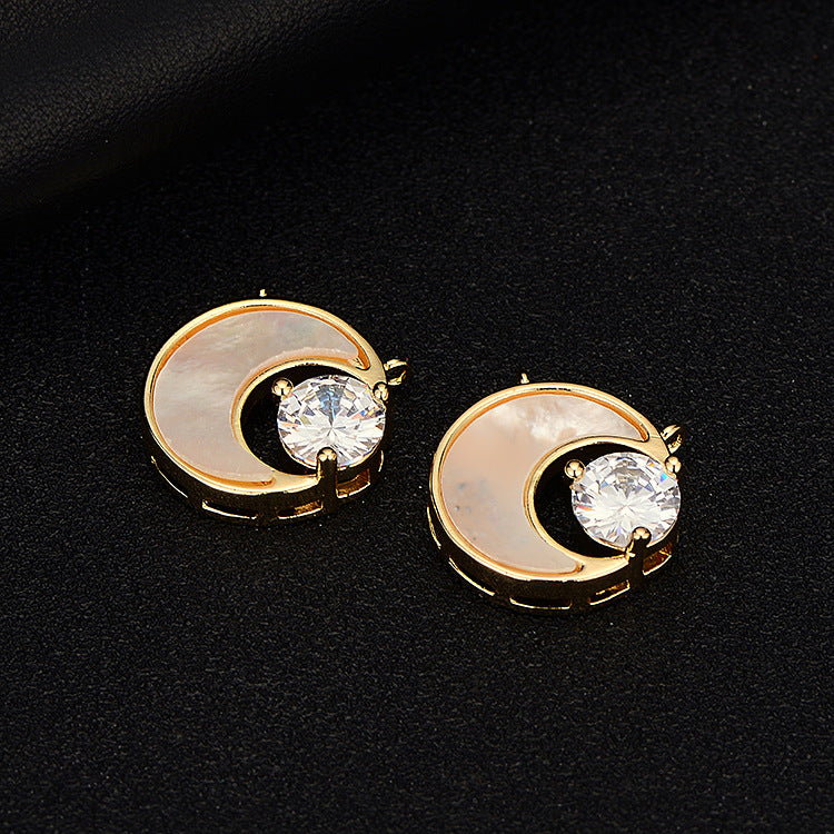 18K Gold Filled Pendants Shell Moon Rhinestone Charms Jewelry Making Findings Supplies Pendants Doki Decor   