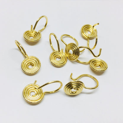 10PCS 18K Gold Filled Mosquito Coil Clip-On Earring Converter Findings Components Earring Pads Round White Gold Clip-On Earrings Doki Decor 18K Gold  