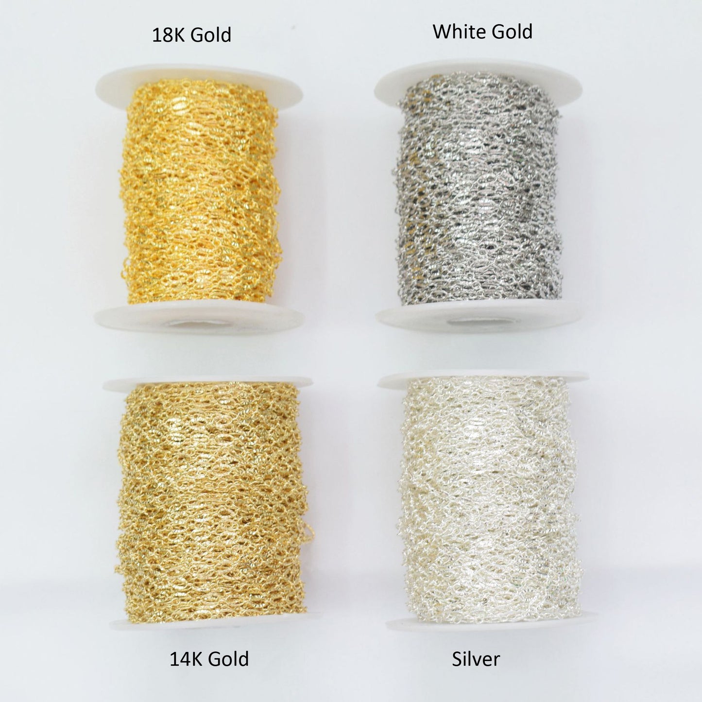 6.56 Feet/2M 18K Gold Filled Oval Circle Wavy Necklace Bracelet Chains Roll White Gold Silver 14K Gold For Jewelry Making Kit Chains Doki Decor   