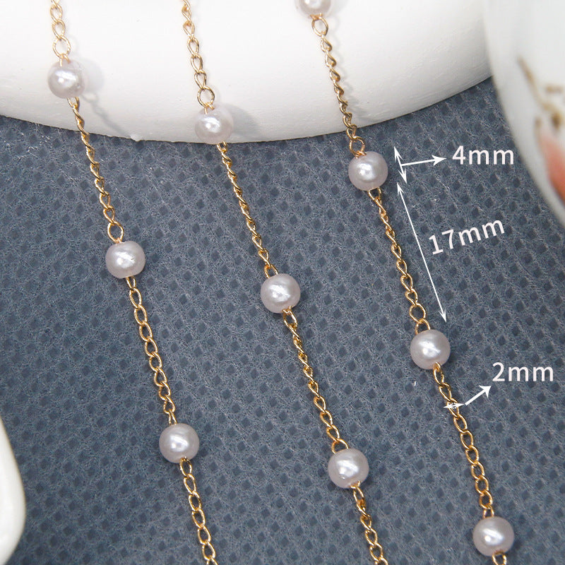 59 Feet/18M 18K Gold Filled Pearl Chain Necklace Bracelet Chains Roll For Jewelry Making Kit Chains Doki Decor 1#  