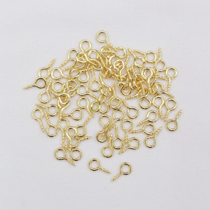 130PCS 18K Gold Filled Pearl Screws Needles Beads Screws For Jewelry Making Finding Kits Repair Clasps Doki Decor 14K Gold  