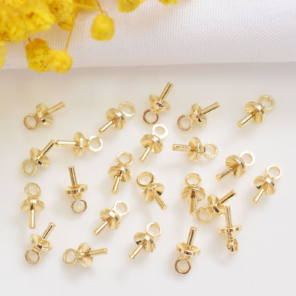 100PCS 18K Gold Filled Pearls Beads Tray Needles With Loop White Gold Silver For Jewelry Making Finding Kits Repair Clasps Doki Decor 14K Gold 3mm 