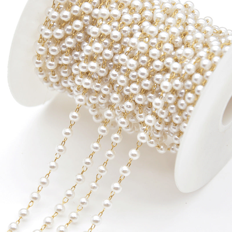 6.56 Feet/2M 18K Gold Filled Pearl Chains Necklace Bracelet Chains Roll White Gold Silver Rose Gold For Jewelry Making Kit Chains Doki Decor 14K Gold 3mm 