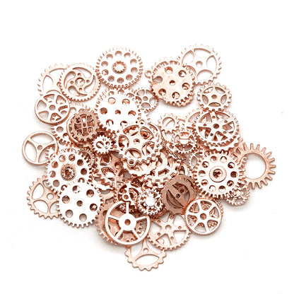 18K Gold Filled Pendants Punk Gear Mixed Kits For Jewelry Making Findings Supplies DIY Pendants Doki Decor Rose Gold 50g (around 20-25pcs) 