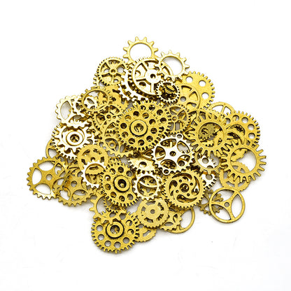 18K Gold Filled Pendants Punk Gear Mixed Kits For Jewelry Making Findings Supplies DIY Pendants Doki Decor Old Gold 50g (around 20-25pcs) 