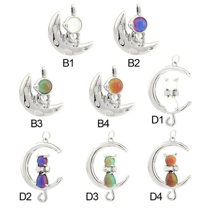 18K Gold Filled Pendants Astronaut Moon Cat Eye Stone Charms Jewelry Making Findings Supplies Pendants Doki Decor B 1 