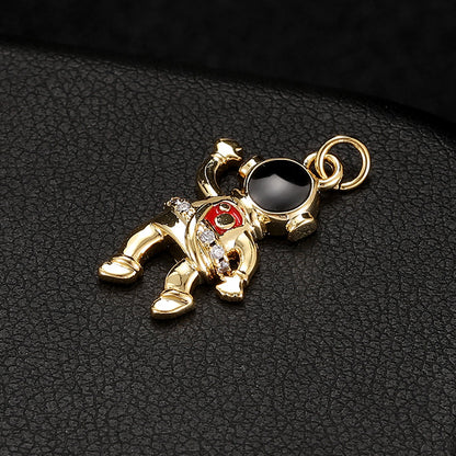 18K Gold Filled Pendants Astronaut Rhinestone Charms Jewelry Making Findings Supplies Pendants Doki Decor   