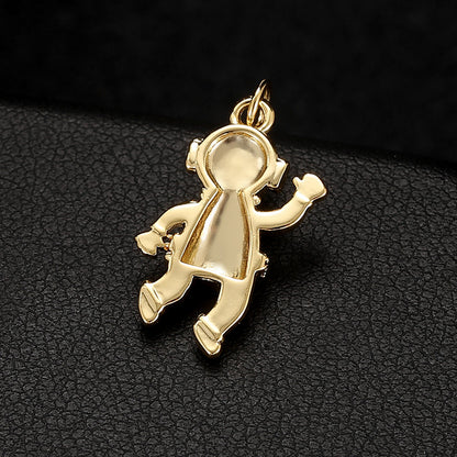 18K Gold Filled Pendants Astronaut Rhinestone Charms Jewelry Making Findings Supplies Pendants Doki Decor   