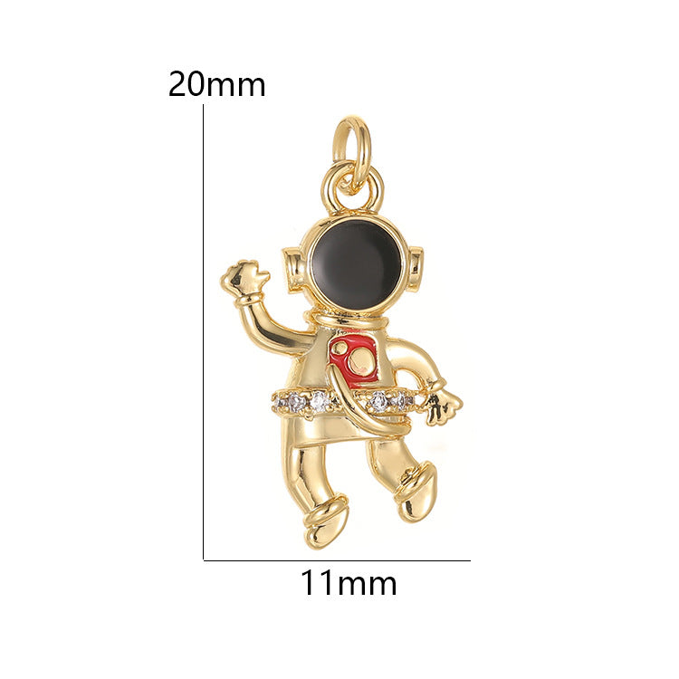 18K Gold Filled Pendants Astronaut Rhinestone Charms Jewelry Making Findings Supplies Pendants Doki Decor   