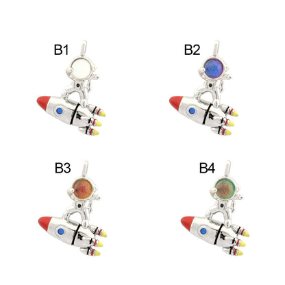 18K Gold Filled Pendants Astronaut Rocket Cat Eye Stone White Gold Charms Jewelry Making Findings Supplies Pendants Doki Decor B 1 