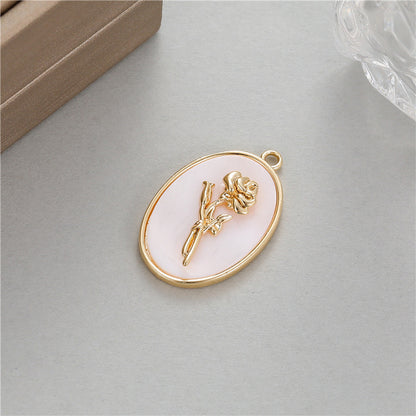 18K Gold Filled Pendants Birth Flowers Months Natural Shell Oval Charms Jewelry Making Findings Supplies Pendants Doki Decor Sep  