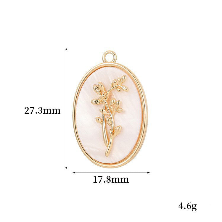 18K Gold Filled Pendants Birth Flowers Months Natural Shell Oval Charms Jewelry Making Findings Supplies Pendants Doki Decor   