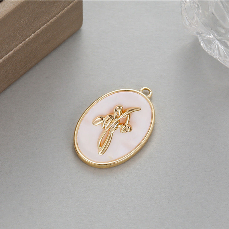 18K Gold Filled Pendants Birth Flowers Months Natural Shell Oval Charms Jewelry Making Findings Supplies Pendants Doki Decor Jan  