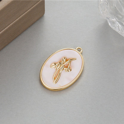 18K Gold Filled Pendants Birth Flowers Months Natural Shell Oval Charms Jewelry Making Findings Supplies Pendants Doki Decor Jan  