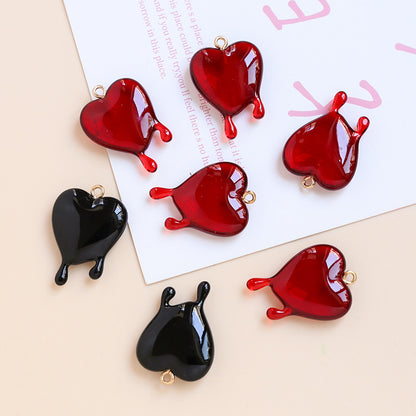 5PCS 18K Gold Filled Pendants Bleeding Heart Arcrylic For Jewelry Making Findings Supplies Pendants Doki Decor   