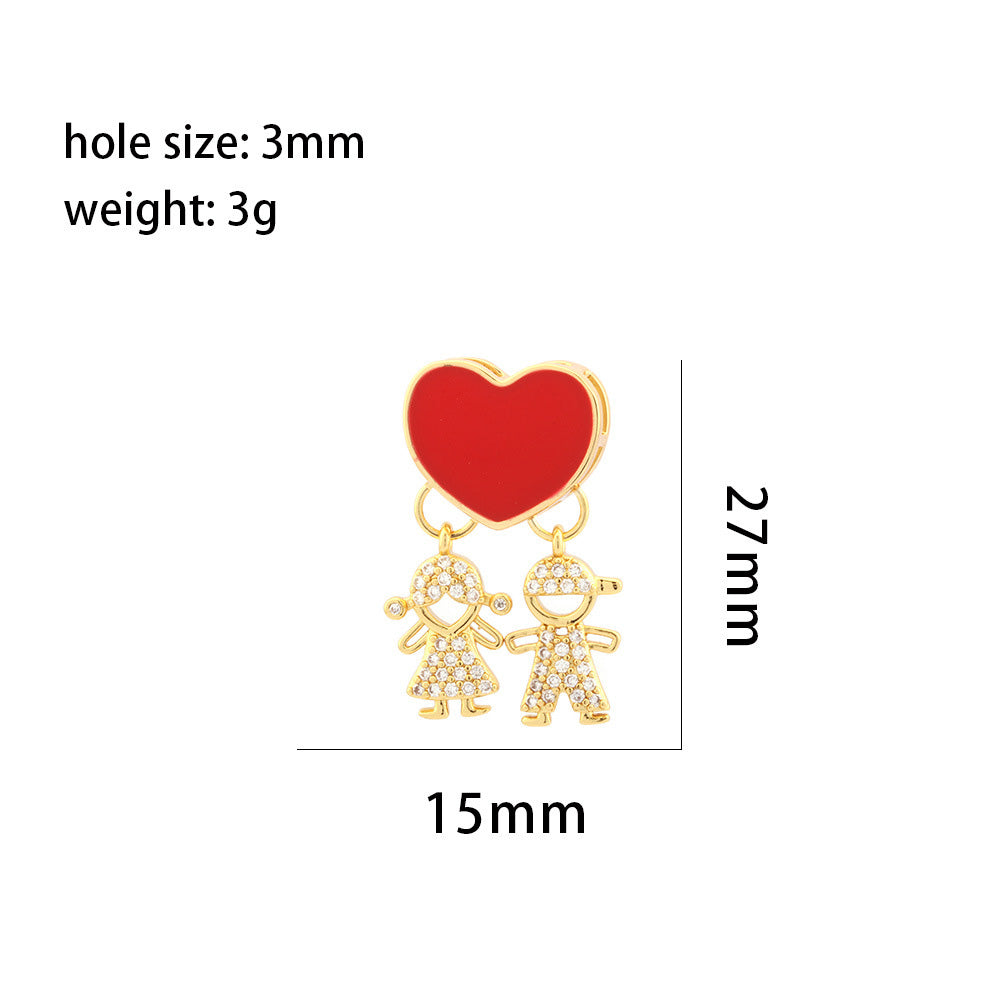 18K Gold Filled Pendants Boys And Girls Love Heart Resin Rhinestone Charms Jewelry Making Findings Supplies Pendants Doki Decor   