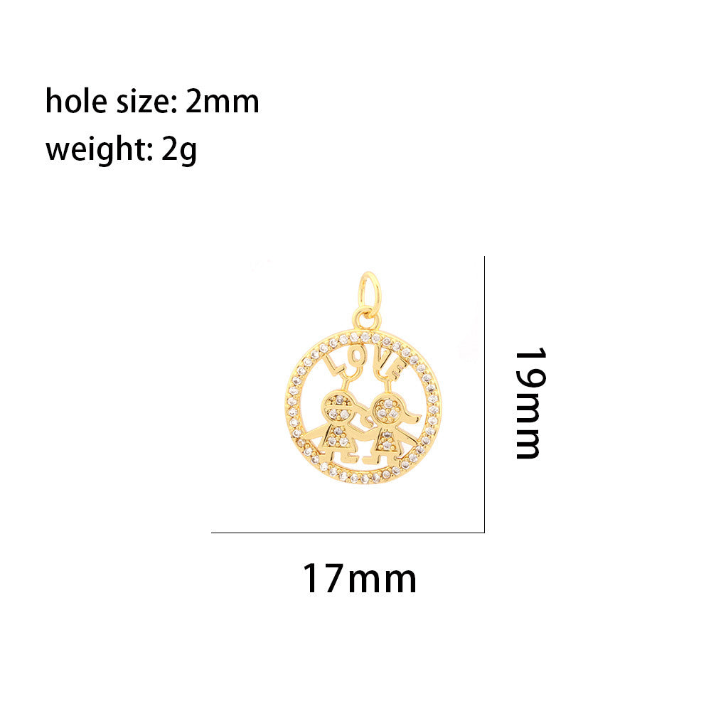 18K Gold Filled Pendants Boys And Girls Love Heart Resin Rhinestone Charms Jewelry Making Findings Supplies Pendants Doki Decor   