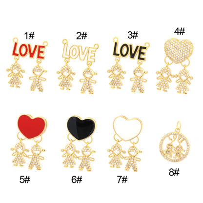 18K Gold Filled Pendants Boys And Girls Love Heart Resin Rhinestone Charms Jewelry Making Findings Supplies Pendants Doki Decor 1  