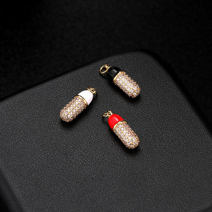 18K Gold Filled Pendants Capsule Pill Rhinestone Charms Jewelry Making Findings Supplies Pendants Doki Decor   