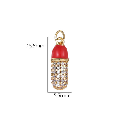 18K Gold Filled Pendants Capsule Pill Rhinestone Charms Jewelry Making Findings Supplies Pendants Doki Decor   