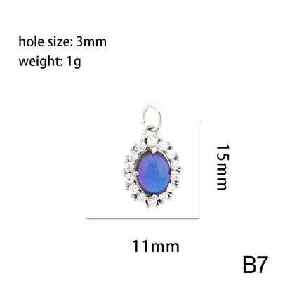 18K Gold Filled Pendants Oval Round Rhinestone Cat Eye Stone White Gold Charms Jewelry Making Findings Supplies Pendants Doki Decor B7  